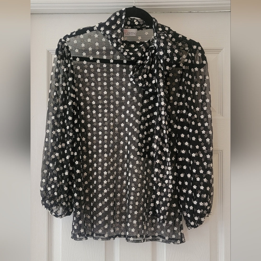Red Valentino sheer tie neck top